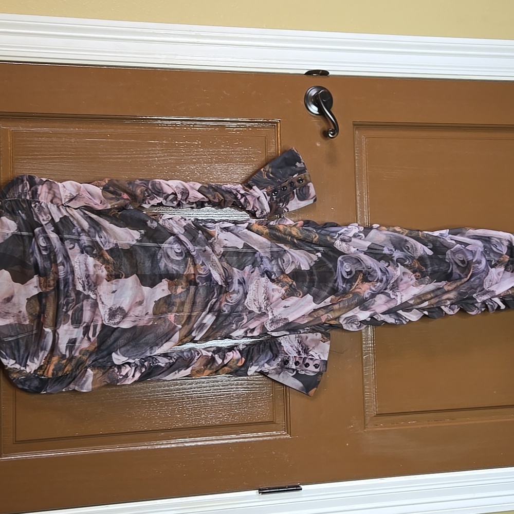PrettyLittleThing-Draped lavender/gray print straight dress Sz 8 - Picture 6 of 16